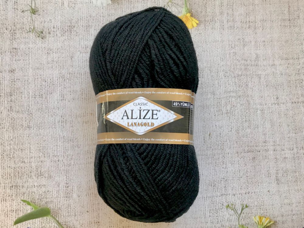 Пряжа ALIZE &quot;Lana Gold Classic&quot;. 60 черный