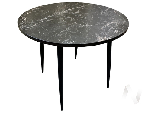 Стол Лайт Круг (опоры черный/пластик мрамор марквина черный; кромка венге)