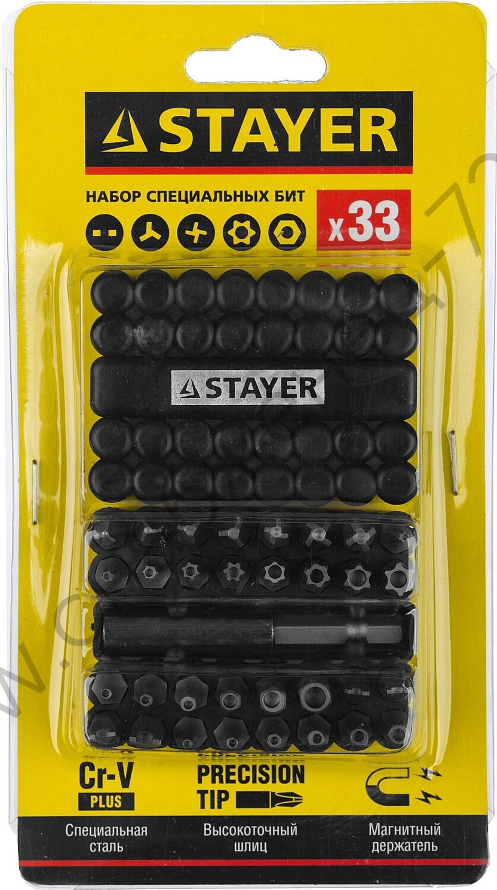 STAYER 33 шт, Набор специальных бит с магнитным адаптером (26084-H33)