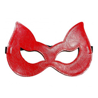 Двусторонняя красно-черная маска с ушками из эко-кожи БДСМ Арсенал 50004