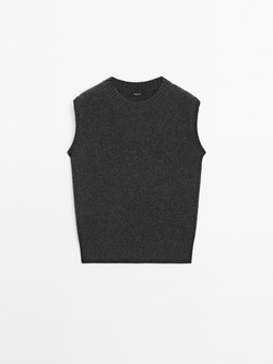 Massimo Dutti Жилет оверсайз из 100% кашемира, антрацитово-серый