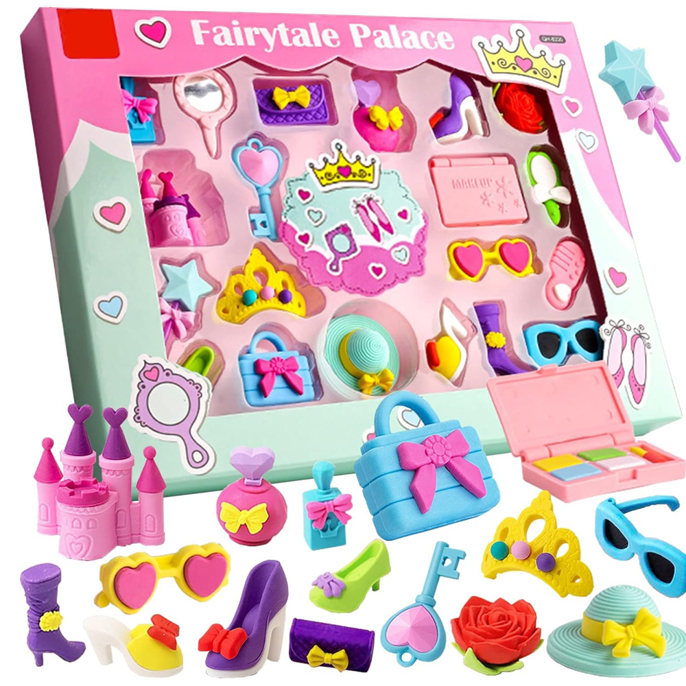 Набор ластиков разборных 20 штук, Qihao "Fairytale Palace" в коробке, фигурки с тематикой фей, школьные стерки для детей