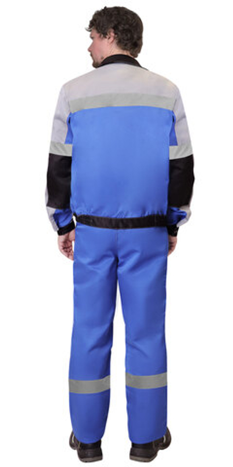 Костюм "Лигор" куртка, брюки васильковый со светло-серым и черным и СОП 50мм