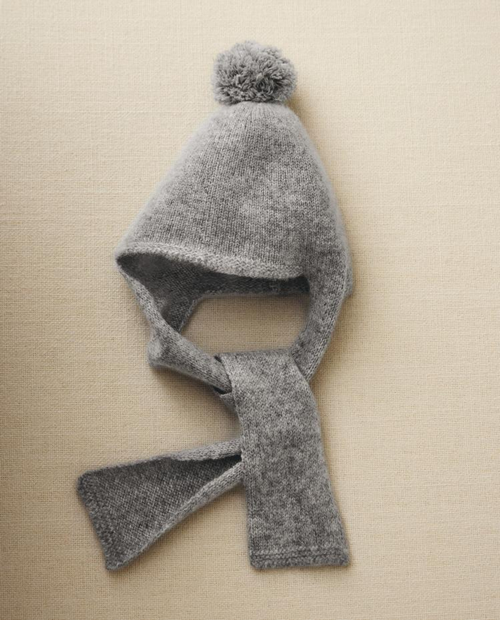 ZARA HOME КАШЕМИРОВАЯ ШАПКА С ШАРФОМ, СЕРЫЙ
