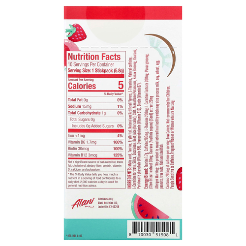 Alani Nu, Energy Sticks, Hawaiian Shaved Ice, 10 Stickpacks, 0.2 oz (5.8 g) Each