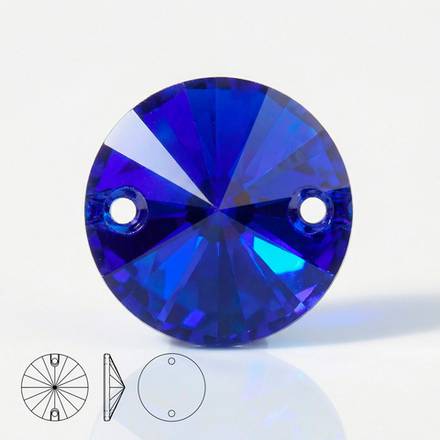 Стразы пришивные из стекла, цвет Sapphire, форма Rivoli