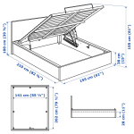 Кровать с подъемным механизмом - IKEA MALM, 140x200 см, белая МАЛЬМ ИКЕА