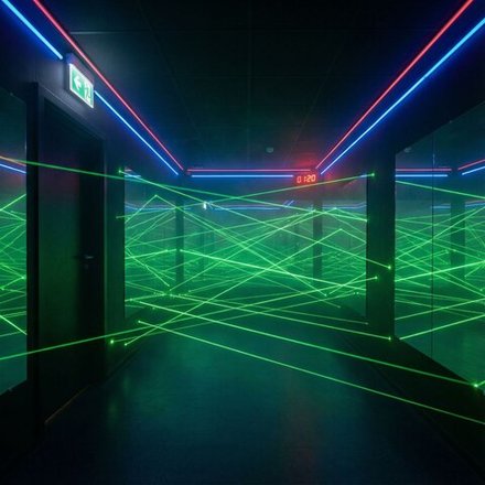 Лазерный лабиринт: 60 лазеров на 7,5 м2