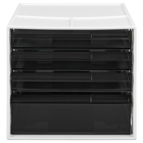 Блок из 4 выдвижных лотков СТАММ, белый корпус, тонированные черные лотки