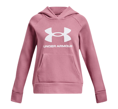 Кофта для девочки теннисная  Under Armour Girls' UA Rival Fleece Big Logo Hoodie - pink/white