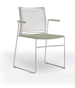 Web стул на полозьях с подлокотниками и спинкой-сеткой