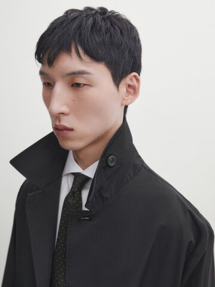 Massimo Dutti Галстук из 100% рельефного шелка, зеленый
