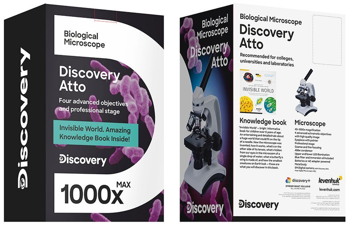 Микроскоп Levenhuk Discovery Atto Polar с книгой Невидимый мир