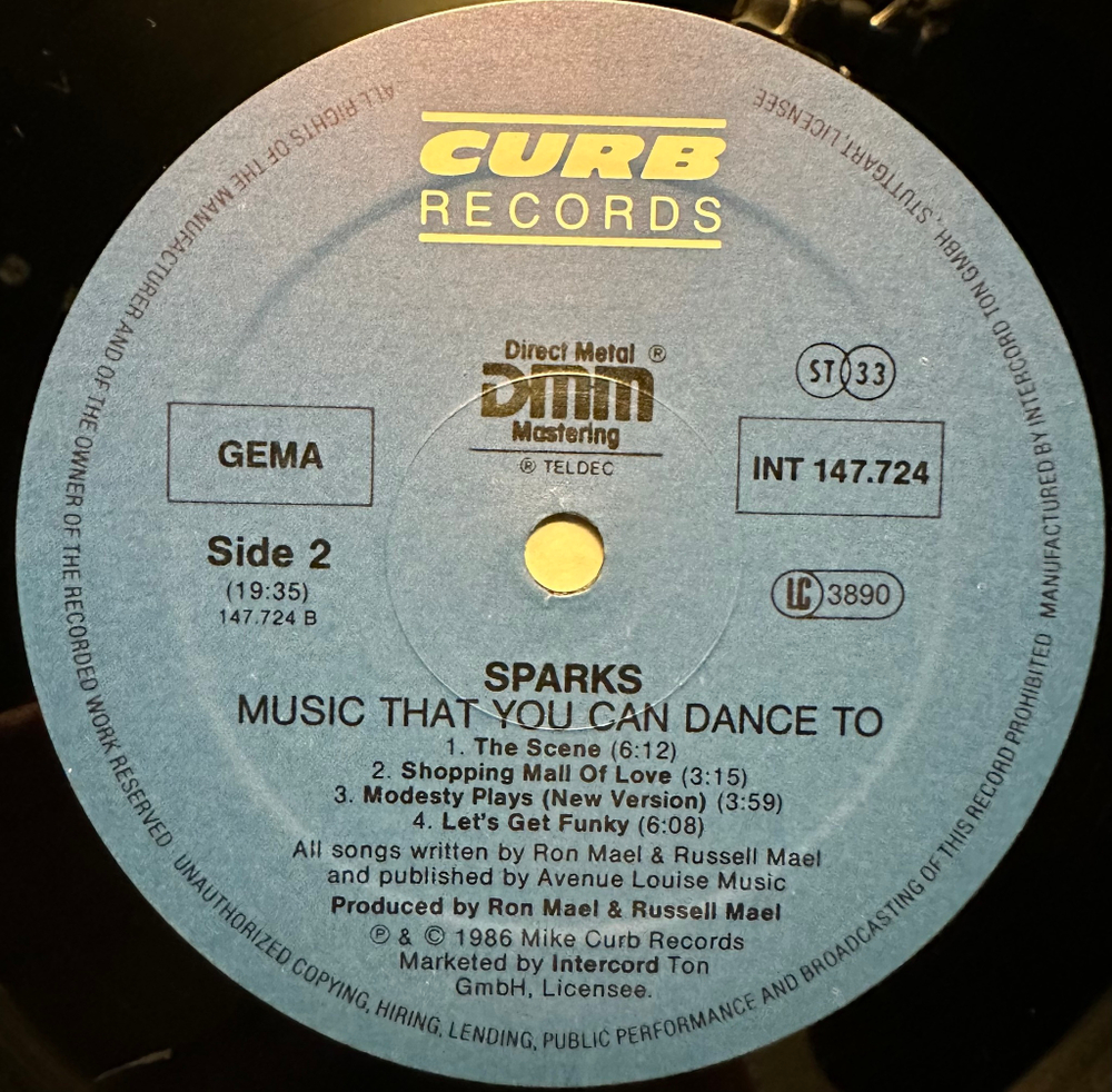 Sparks - Music That You Can Dance To (Германия 1986г.)