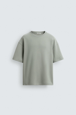 ZARA ТОЛСТОВКА RELAXED FIT ИЗ ИНТЕРЛОКА, ЛИНЯЛЫЙ ЗЕЛЕНЫЙ