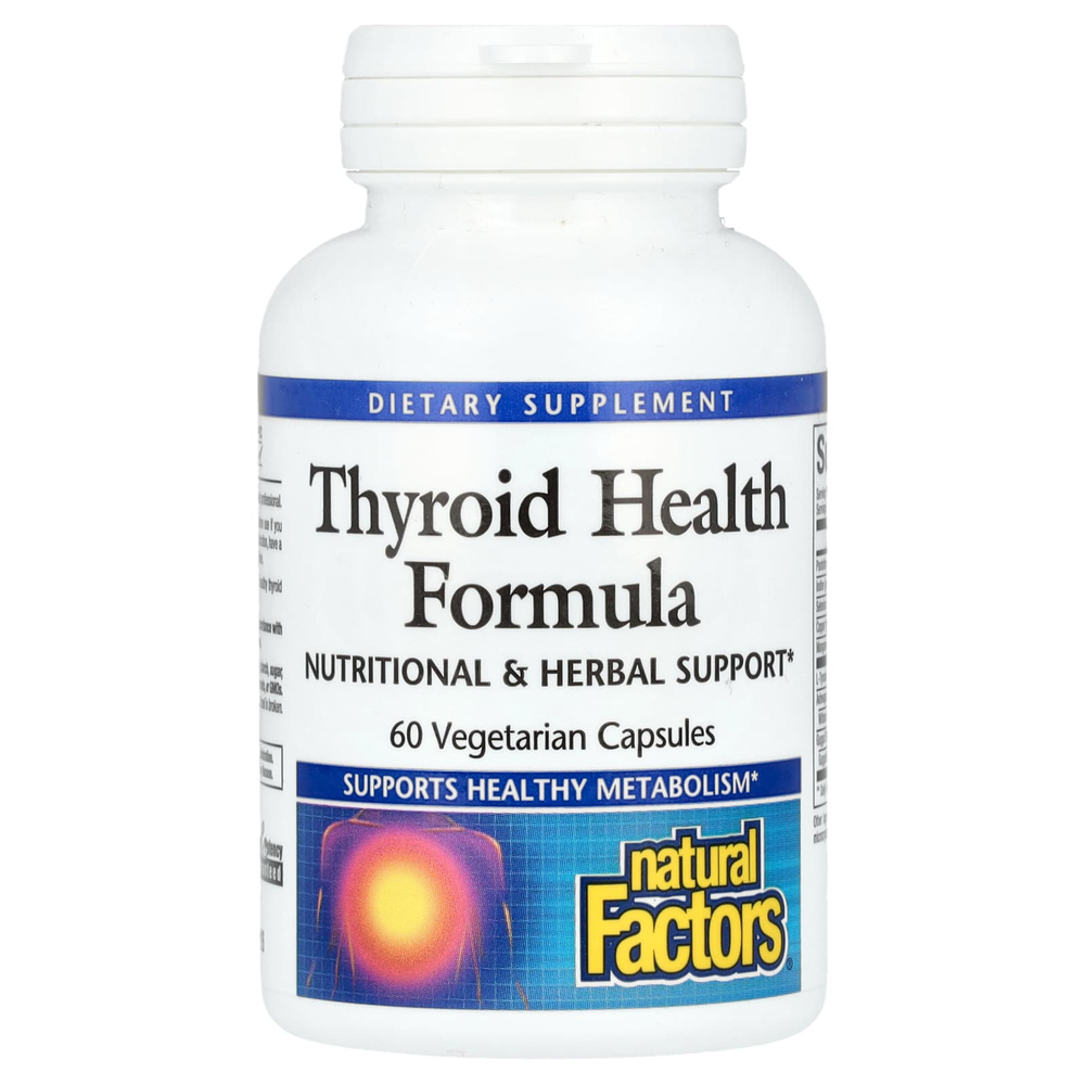 Natural Factors, формула для здоровья щитовидной железы, 60 вегетарианских капсул