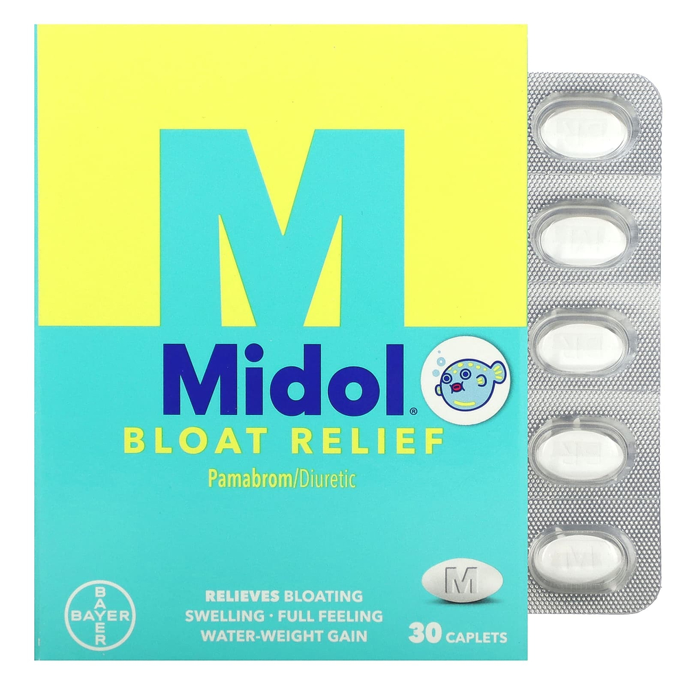 Midol, средство для снятия вздутия живота, 30 капсул
