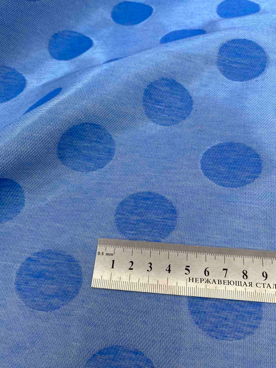 Костюмная жаккард горох, голубой FC#81