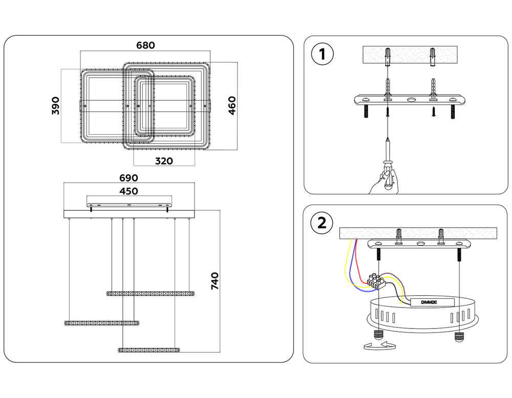 Ambrella Управляемый подвесной светодиодный светильник Ice FA1761