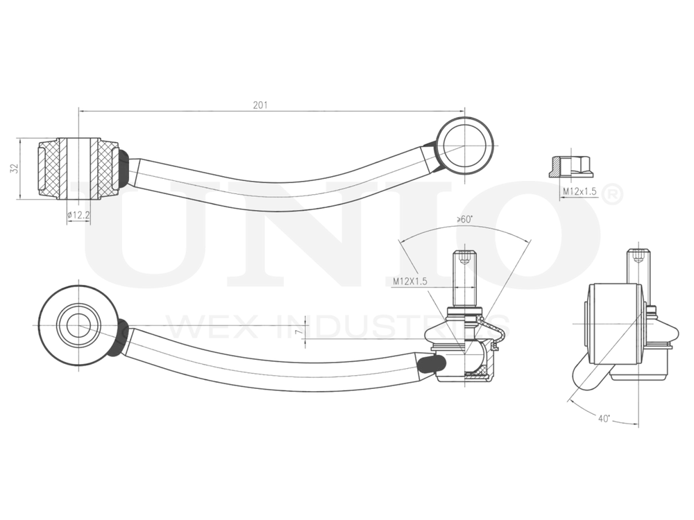 Стойка стабилизатора задняя левая UNIO SSP-50181
