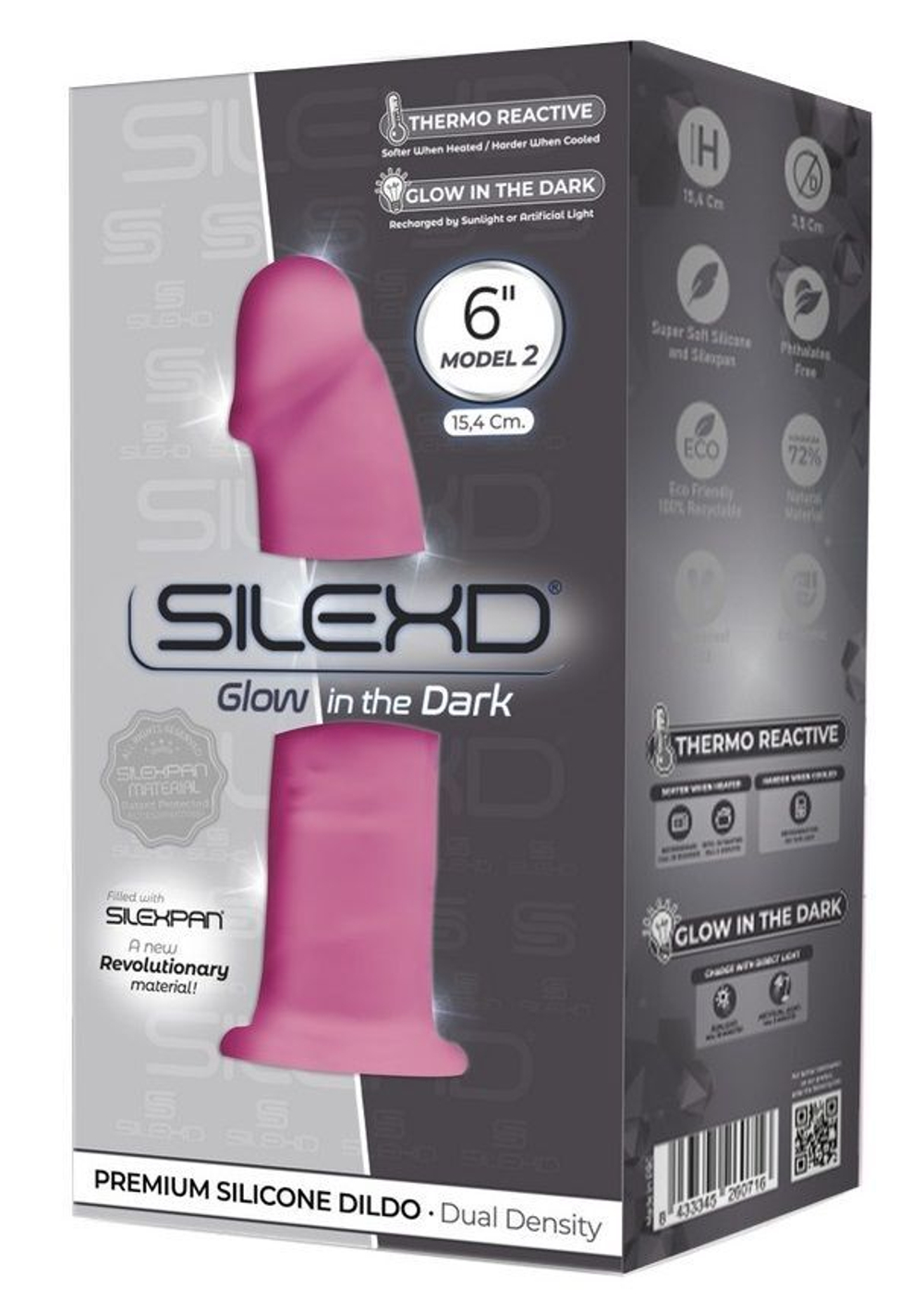 Розовый, светящийся в темноте фаллоимитатор Model 2 - 15,4 см.