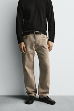 ZARA ДЖИНСЫ SLIM STRAIGHT FIT, СЕРО-КОРИЧНЕВЫЙ