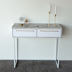 Туалетный столик консоль ROYAL 5211 эко (Мрамор Каррара-Белый-р.золото)