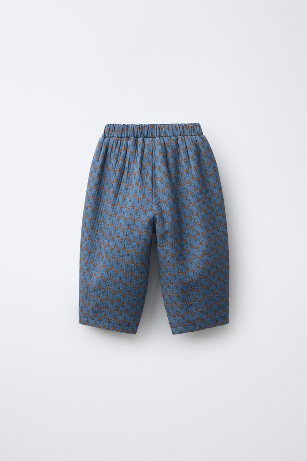 ZARA БРЮКИ БЭГГИ С ЦВЕТОЧНЫМ ПРИНТОМ, НЕФТЯНОЙ