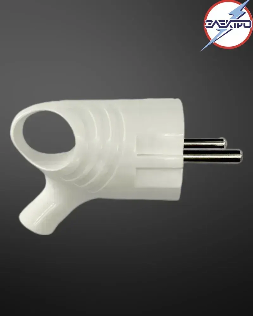 Вилка с ушком угловая белая 16А 1 штука в упаковке