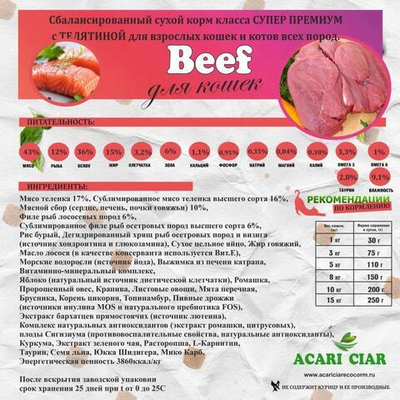 Акари Киар Кэт Биф (говядина)