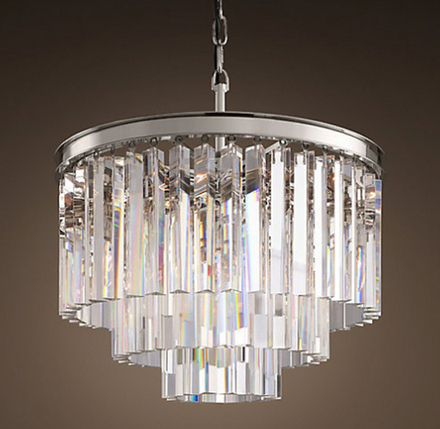 Люстра Rh 1920S Odeon Clear Glass Fringe 3-Tier Chandelier Nickel 36 См By Imperiumloft