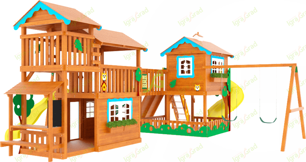 Детская деревянная площадка "Домик 6 Совенок"