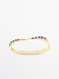 Massimo Dutti Серьги со стразами, золотистый