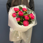 Букет "пион Корал Сансет и эвкалипт" #72