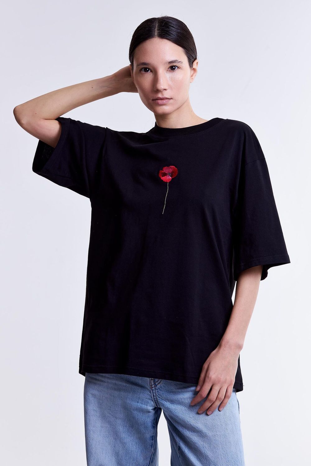 Футболка Гербарий Мак Черная