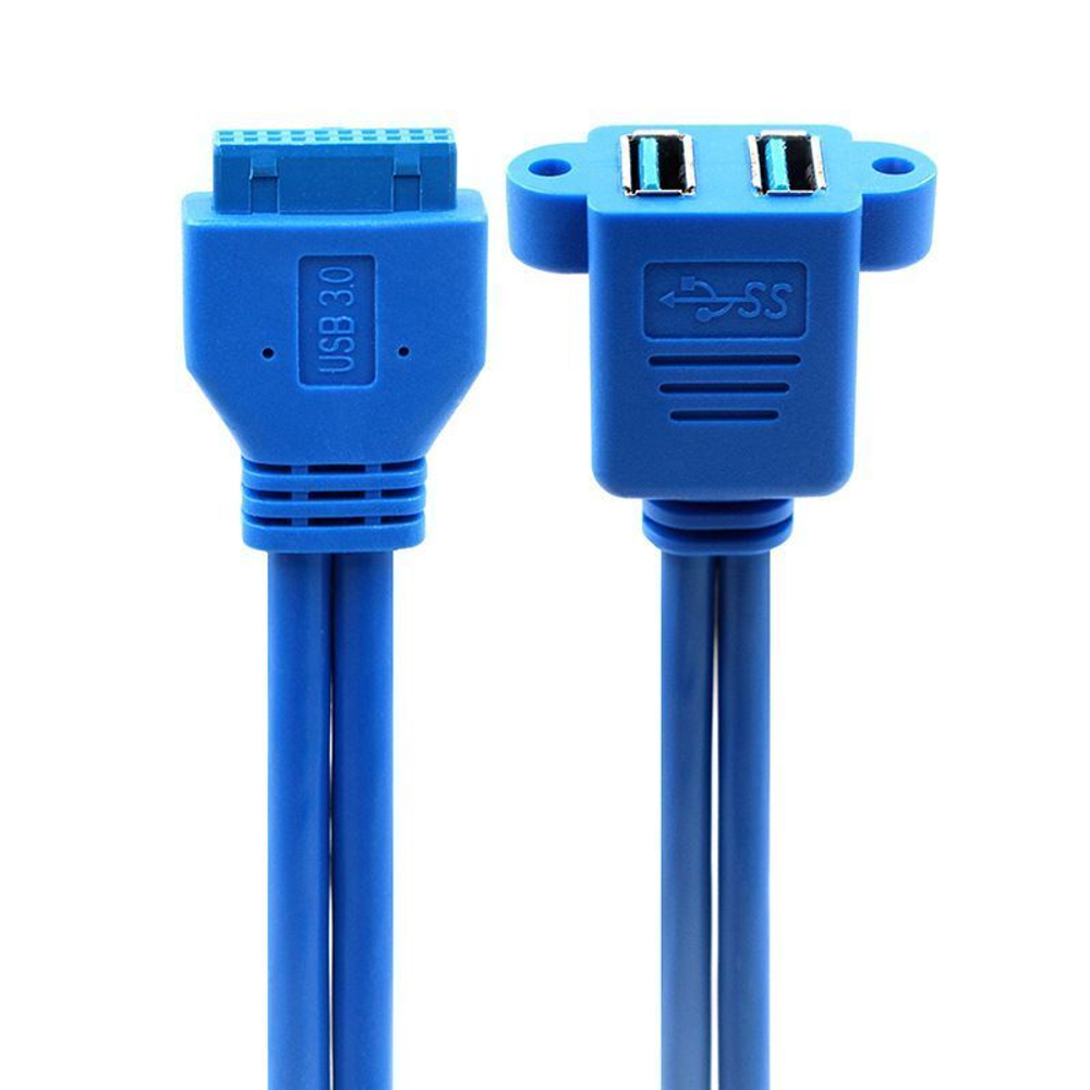USB 3.0 (x2) - 20pin кабель внутренний встраиваемый 50 см объединённые гнёзда вертикально