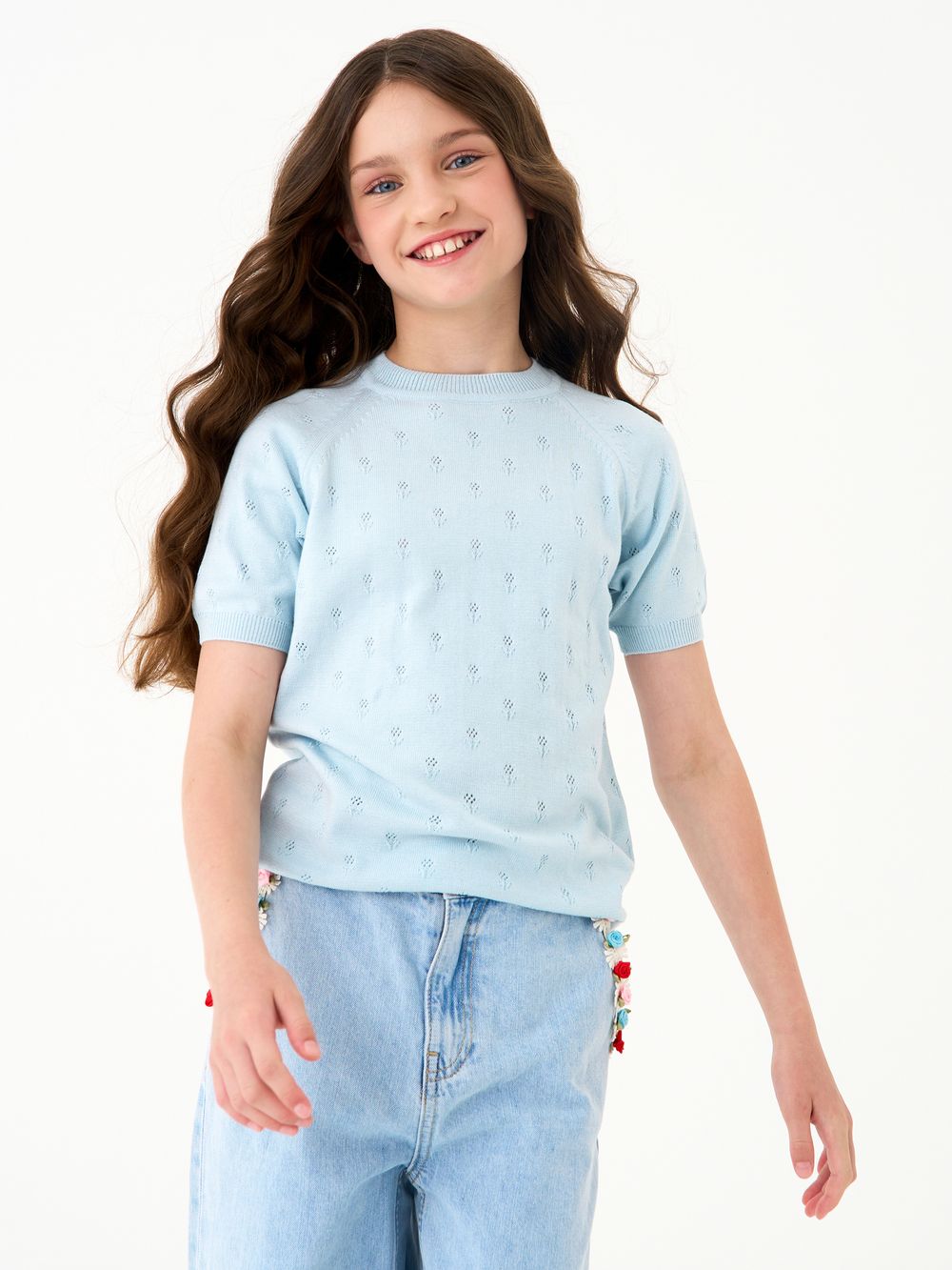 Джемпер для девочки 1384 голубой
