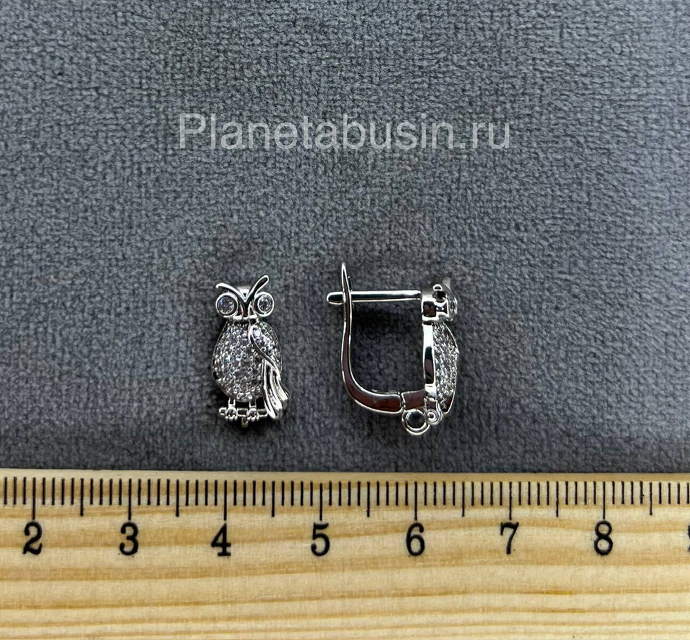 Швензы люкс (Корея) пара сова с микроцирконами 0491