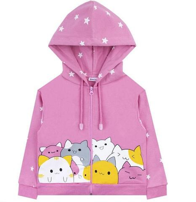 Джемпер для девочек футер 2х нитка начес на замке 1586310102 р.104-110 розовый (Юлла)