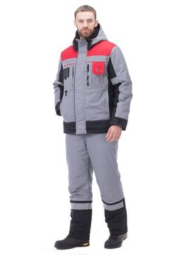 Костюм зимний "Виват NEW" полукомбинезон (серый/красный/черный)