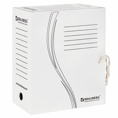 Папка архивная с завязками А4(325х260 мм), 150 мм, до 1400 листов, плотная, микрогофрокартон, БЕЛАЯ