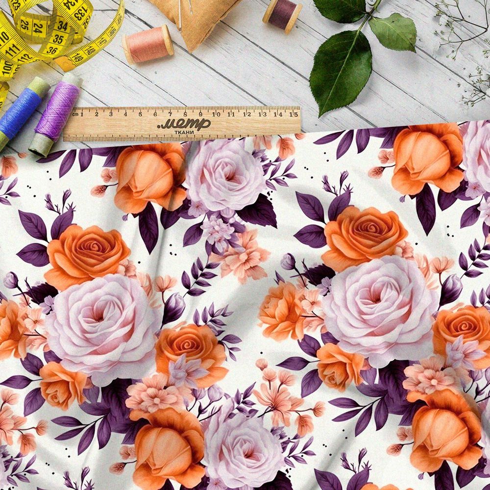 Ткань премиум шифон розовые акценты