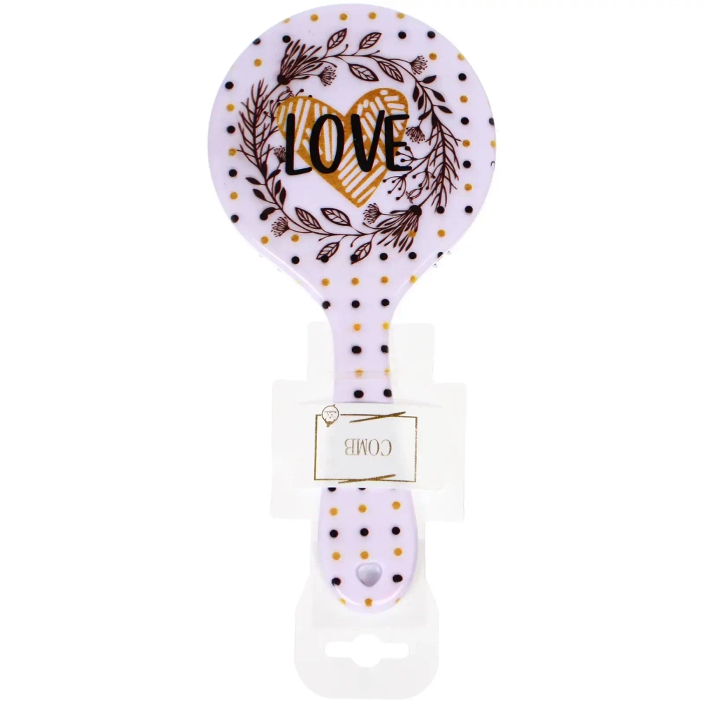 Расческа массажная круглая форма «КОЛЛЕКЦИЯ ИМАНИ - АМОР», микс 4 дизайна, 22*10см (PVC подвес)