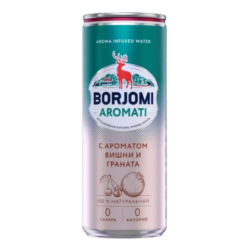 Вода минеральная Borjomi природная лечебно-столовая Вишня-Гранат, 0,33 л
