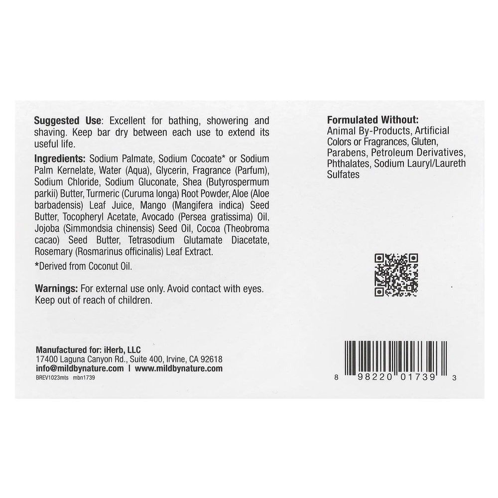 Mild By Nature, кусковое мыло с манго и куркумой, 141 г (5 унций)