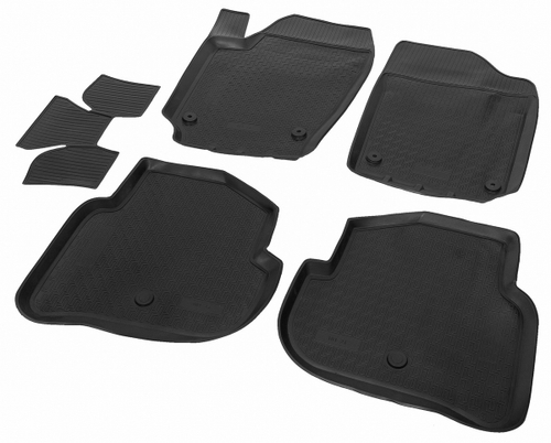 Коврики в салон автомобиля Rival для Volkswagen Polo V поколение седан 2010-2020, полиуретан, с крепежом, 5 частей, 15804003