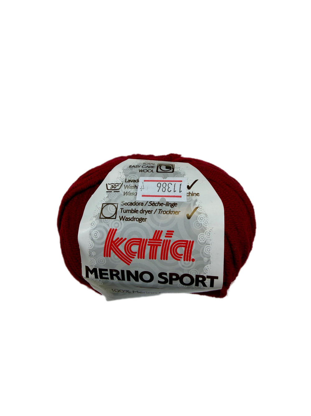 Пряжа оn Katia (Испания ) Merino Sport 100% шерсть мериноса 1 упаковка - 4 мотка (1 моток -50г- 80м ) цв21 (винно-красный)