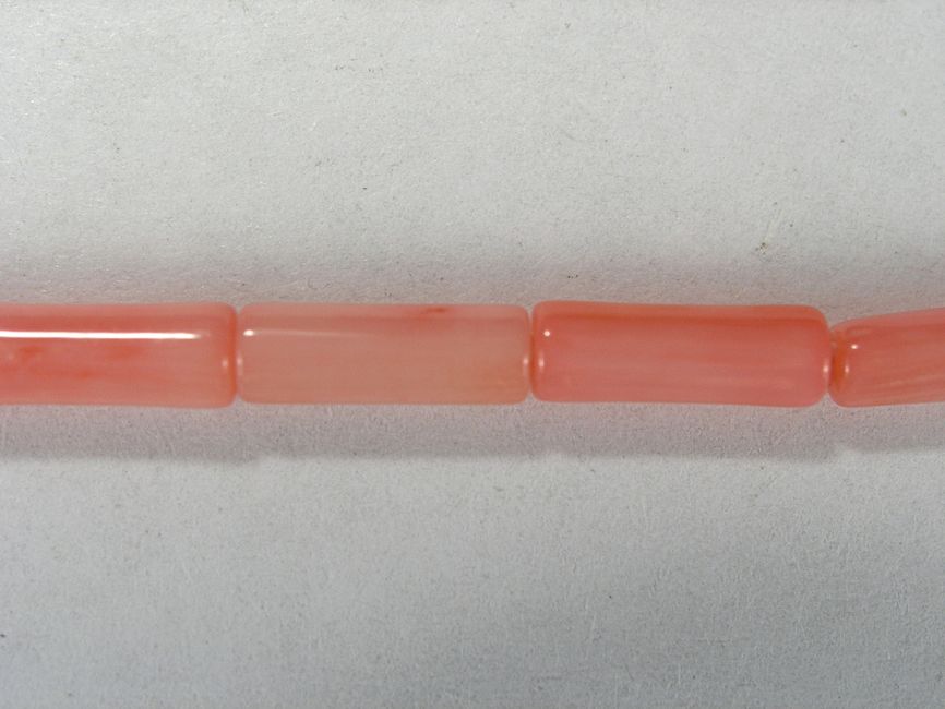 Бусина из коралла розового, фигурная, 3x9 мм (цилиндр, гладкая)