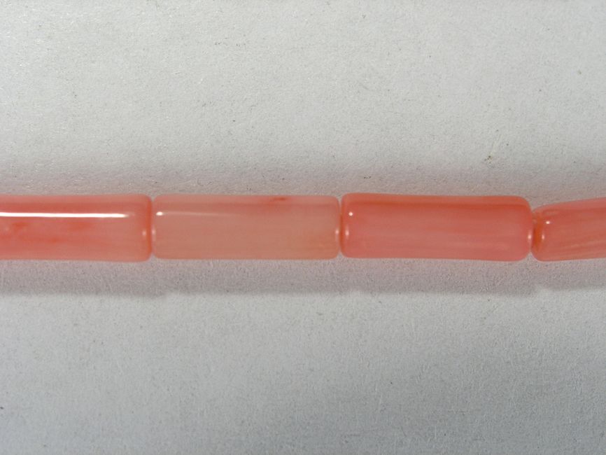 Бусина из коралла розового, облагороженного, фигурная, 3x9 мм (цилиндр, гладкая)