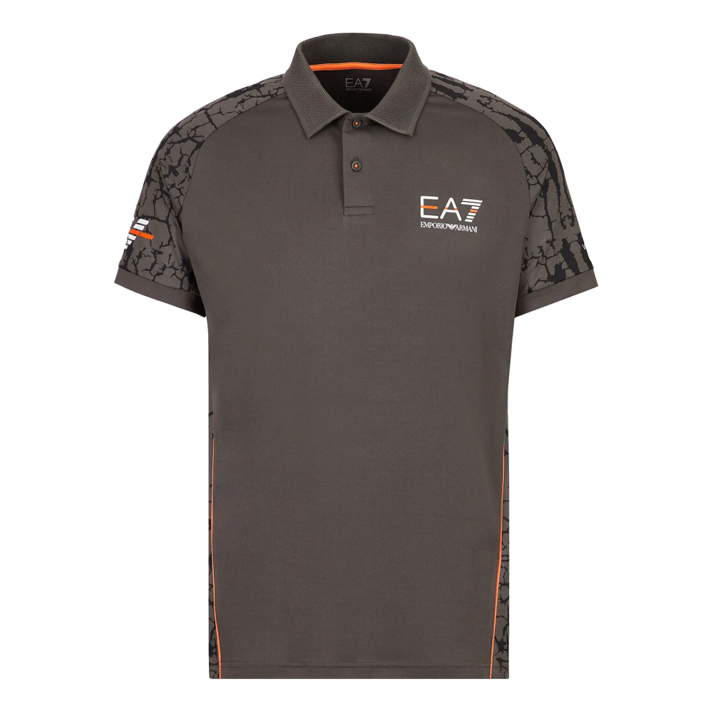 Мужское теннисное поло EA7 Polo Men - Anthracite, Orange